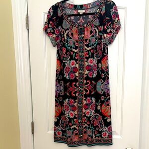 ECI Multicolor Patterned Dress with bead and sequin embellishment